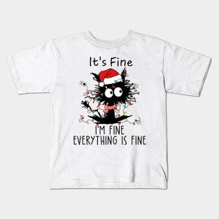 Black Cat Christmas Mess Kids T-Shirt